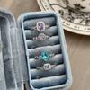 Light Luxury, Sweet And Cool Sugar Cube, Purple And Blue Colored Treasure, Open Ring, Diamond-Set Zircon Niche Design, High-End Stacked Ring Woman