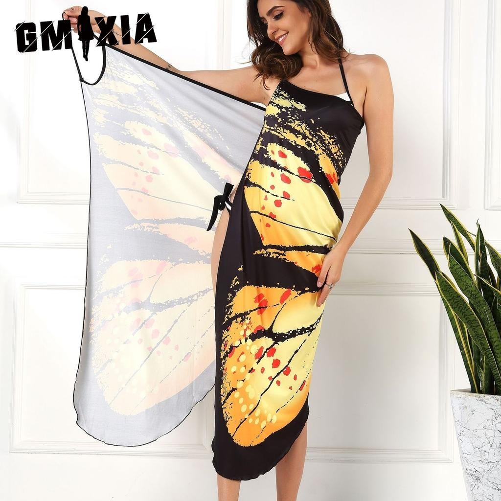 GMXIA Colorful Butterfly 3D Print Sexy and Comfortable Beach Cover Dress