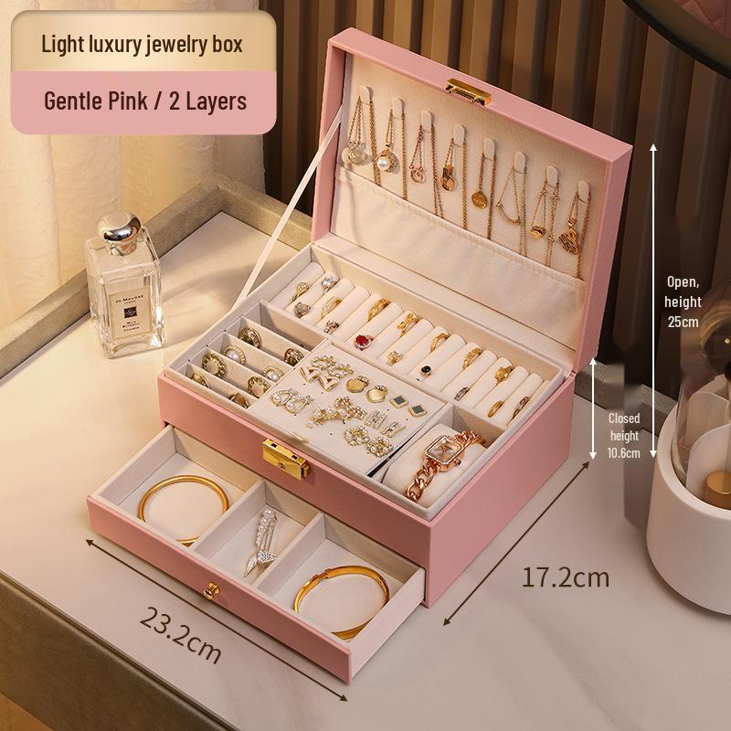Elegant Jewelry Storage Box with Multi-Functional Drawers for Rings, Earrings, Necklaces, and Ornaments - Perfect for Home Display.