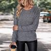 Casual Comfort and Versatility Autumn Women's Long Sleeve Muscle Feeling Gray Sweatshirt Women
