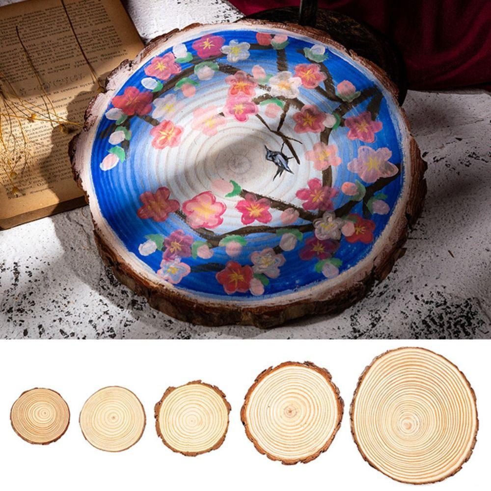 Board DIY Crafts Natural Round Pine Round Wooden Slices DIY Wooden Drawing Board Unfinished Wood
