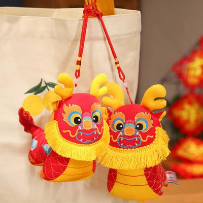 Chinese Folk Style Dragon Plush Pendant Cute Zodiac Dragon Doll Plushies Year Mascot
