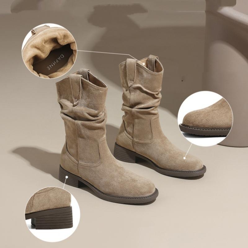 Medium boots children's summer new western cowboy high-heeled short boots Xinjiang travel pile boots women