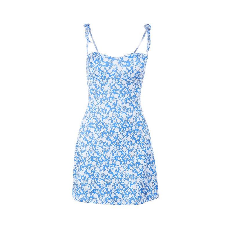 Fall Fashion Style Elegant Slim Halter Strap Floral Print Dress