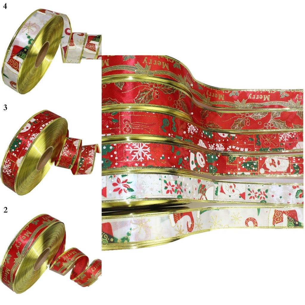 Festive 3.8cm Dual Color Printed Ribbon For Christmas Tree Decorations And Holiday Crafts
