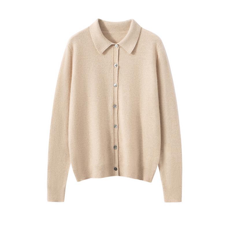 Women's 100% Cashmere Polo Neck Sweater - Versatile Autumn/Winter Knitwear Cardigan Blouse