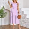 Women's Fashion Loose Fly Sleeve Square Neck Strapless Pleated Splicing Ruffle Hem Dresses