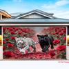2D plane 1 snow leopard and black leopard running in the theme of rose ocean suitable for parties and room decoration