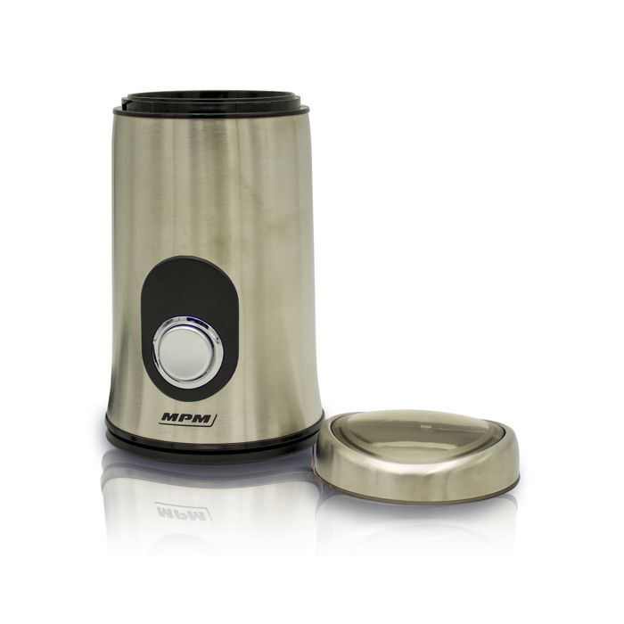 Moulin à Café Électrique, Graines et Noix, Double Lame Acier, Broyage 115 g/min MPM MMK-02M 150W Argent