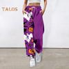 Damen Jogginghose, elastische hohe Taille, verstellbarer Kordelzug, Joggerhose mit Halloween-Kürbis-Print, Fitnesshose