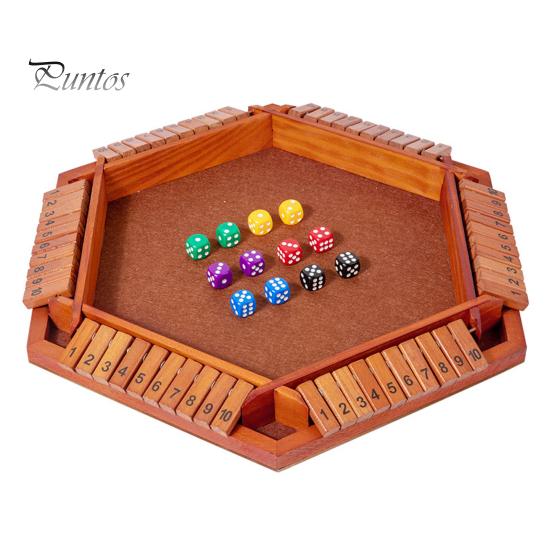 Shut The Box Gioco da Tavolo 6 Vie Educativo Matematica Numero Dadi Gioco di Strategia 6 Giocatori Bambini Adulti Serata in Famiglia Festa Interattivo Legno Chiudi la Scatola