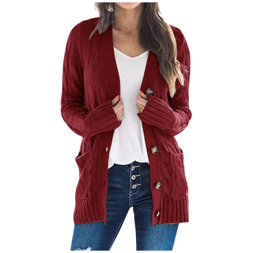 Womens Boho Patchwork Cardigan Long Sleeve Open Front Knit Sweaters Coat Pockets