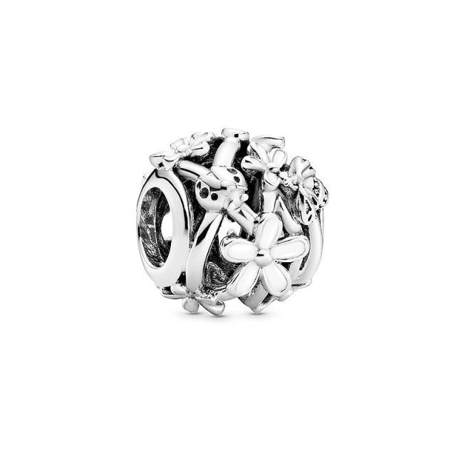 925 Sterling Silver Rose Gold Daisy Cactus Charm Beads Fit Original Fasion Charm Bracelet DIY Women's Jewelry Gift