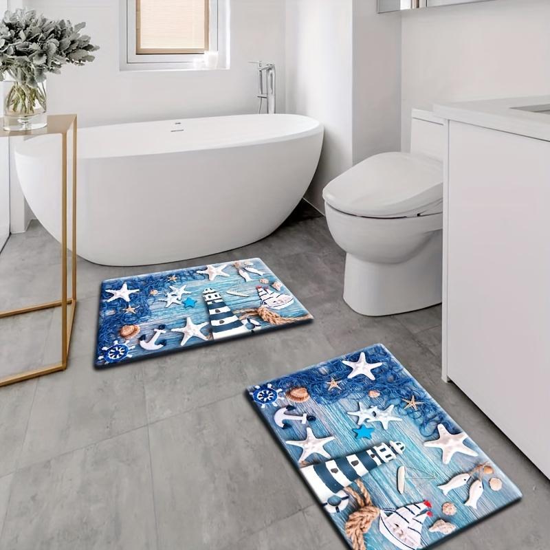 Tappetino da Bagno Faro Nautico Stile Mediterraneo Tappeto Assorbente Antiscivolo Perfetto per Arredo Bagno Costiero Ingresso