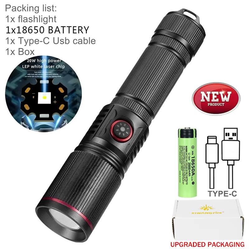Upgrade 30W Zoom LED High Power flashlight USB Rechargeable Torch Camping Outdoor Hunting Fishing Walking Lighting Lamp