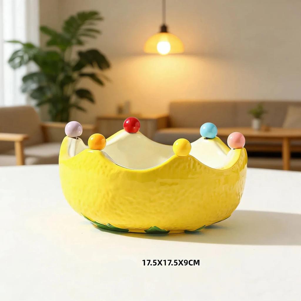 Ceramic Orange Fruit Bowl with Fork, Cute Dessert & Snack Bowl for Fruits and Treats