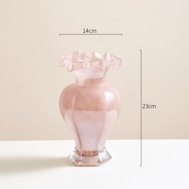 French Medieval Glass Vase High-end Ornament High-value Hydroponic Flower Arrangement Decoration Dining Table Home Simple Flowers
