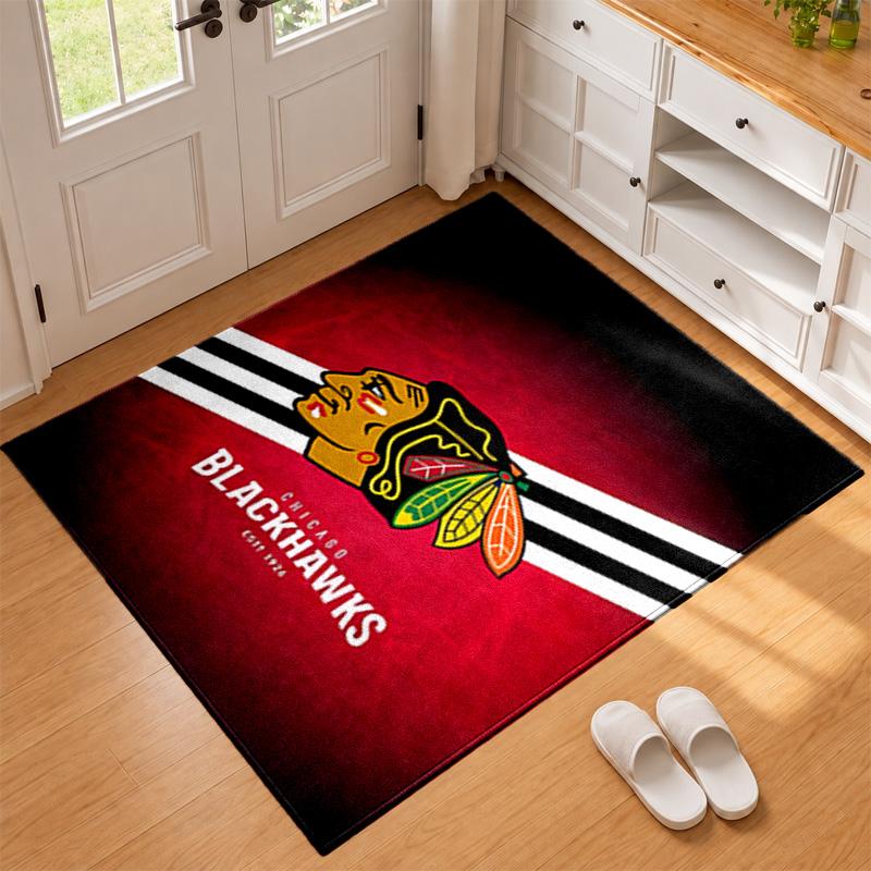 Chicago Blackhawks Carpet Door Mat for Living Room or Bedroom Protective Mat Under Chair Office Decoration Christmas Gift Birthday Present