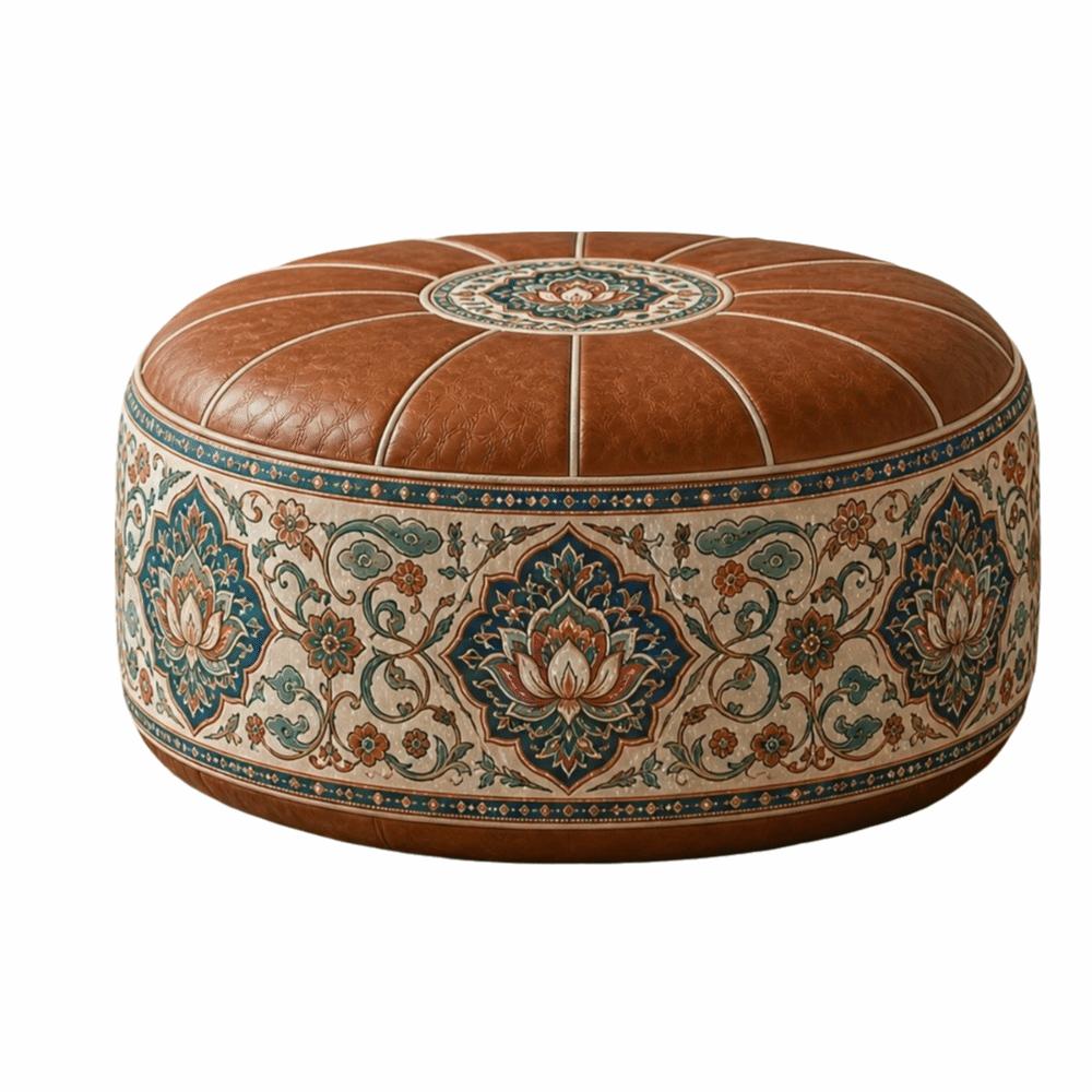 PU Leather Ottoman Pouf Foldable Storage Ottoman New Floor Seat Cushion Multipurpose Storage