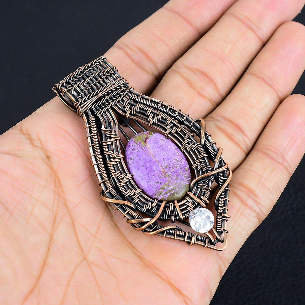 Purpurite Jewelry, 999 Copper Wire Wrapped Pendant Handmade Gemstone Jewelry, Gifts For Wife Brand New Pendant