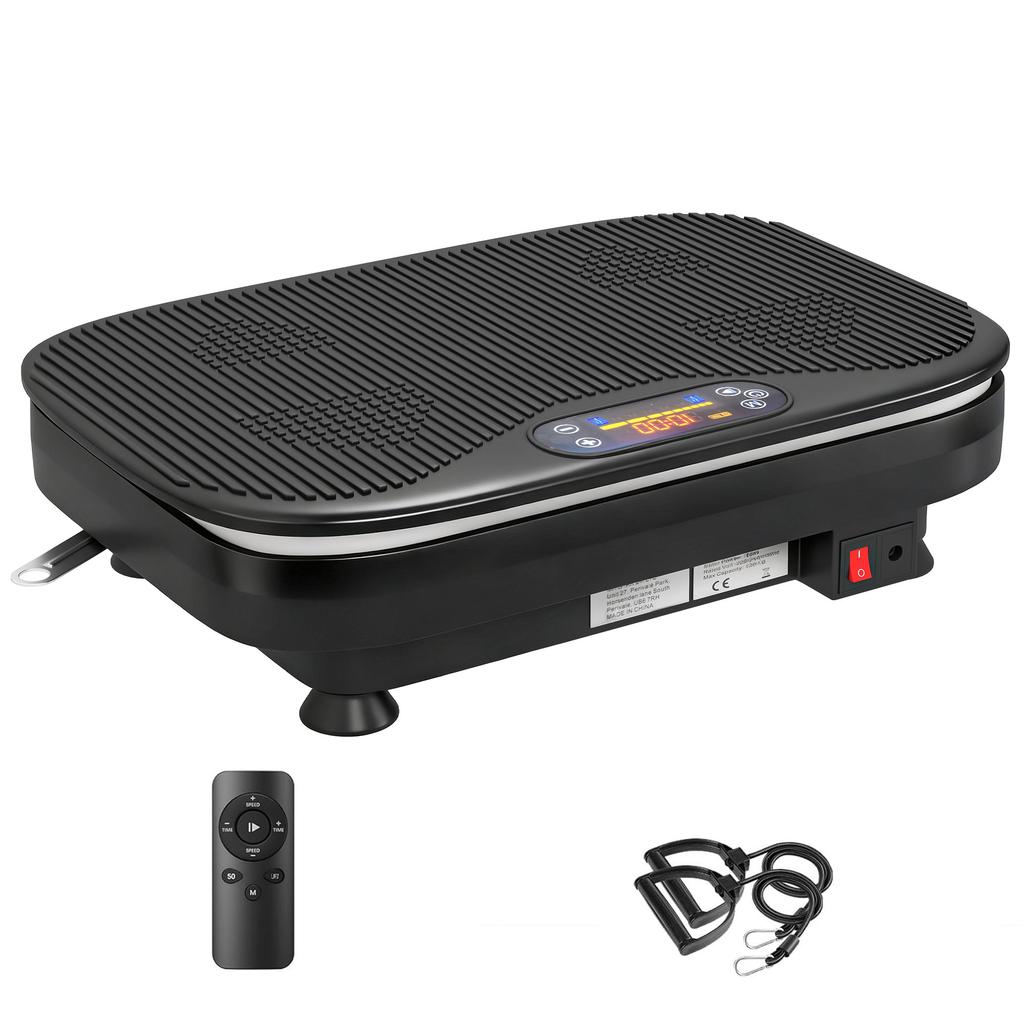 Vibration Plate, Lights, Bluetooth, 3 Programs, 99 Speeds, Remote, 47 x 32 x 12 cm, Black