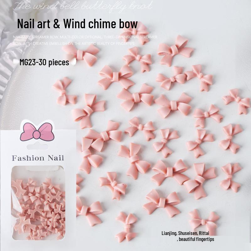 

Matte 3D Bow Nail Art Stickers with Rhinestones - Pack of 30