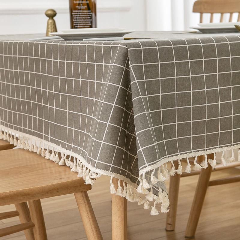 Nordic Cotton Linen Tablecloth Soft Comfortable Durable Waterproof Heat Insulation Square Tassel Trendy Fresh Dining Table Cloth