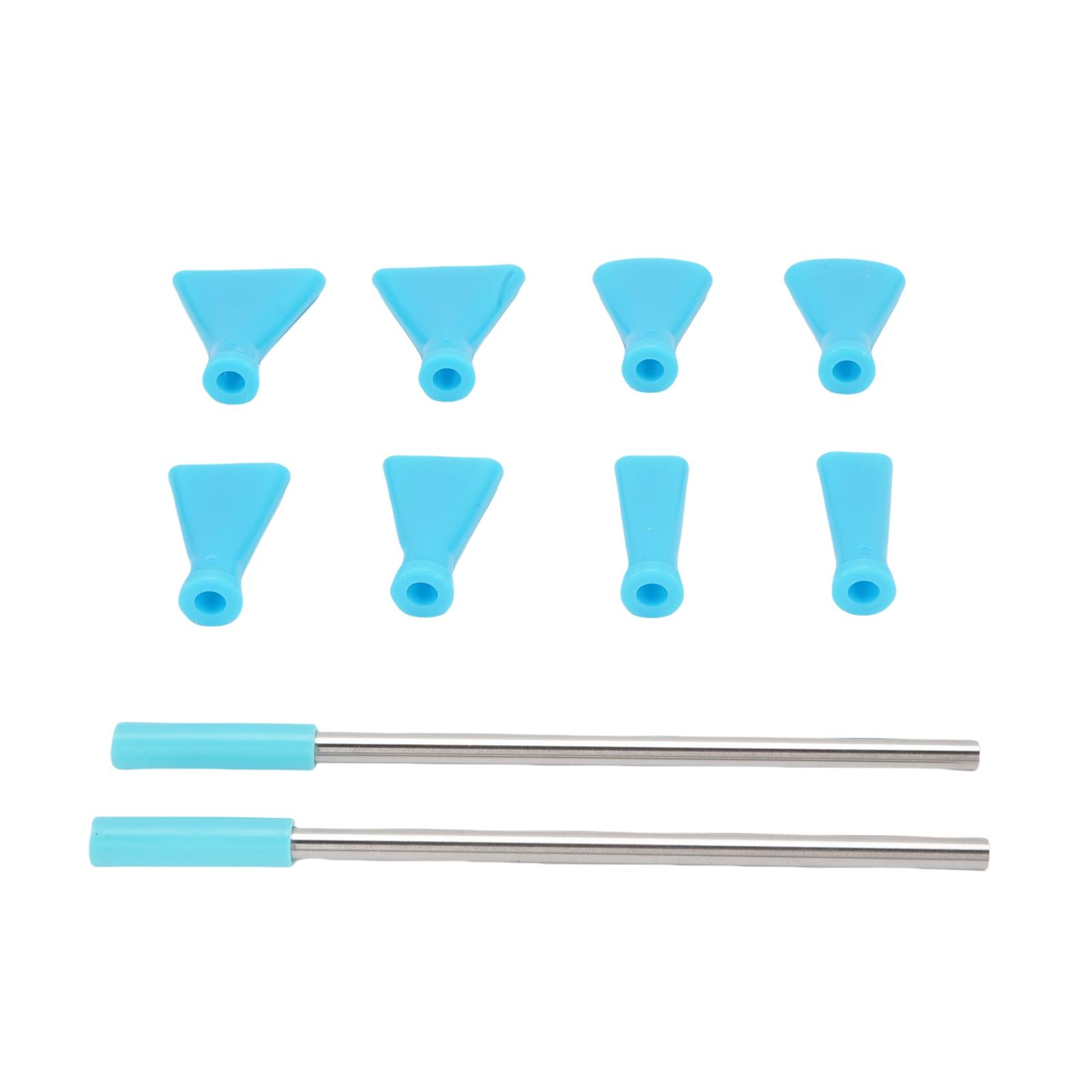 

2Pcs Stainless Steel Straw 8Pcs Blow Nozzles Set Multifunctional Acrylic Pouring Paint Supplies Blue синий