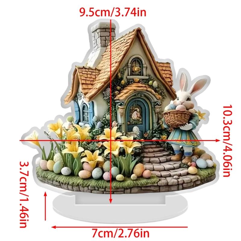 Easters Decorations Easters Eggs Bunnies Figurines Spring Decors Acrylic Rabbit Statue Home Farmhouses Tabletop Decors