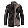 Windproof Warm Winter Coat Male Leather Fleece Motorcycle Coat Men's Plus Velvet PU Leather Jacket Casual Faux Leather Jacket