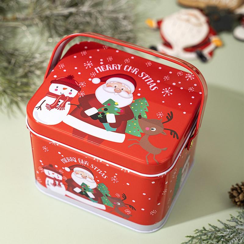 Cutii de conserve dreptunghiulare pentru fursecuri de Crăciun, cutie de tablă pentru bomboane de Crăciun, bol decorativ pentru alimente, 6x borcane pentru bomboane de Crăciun