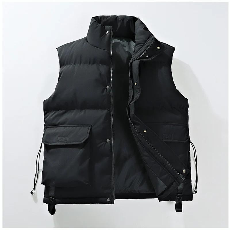Autumn Winter Men White Thick Vest Men Warm Vests Men Sleeveless Parkas Jacket Male Fashion Casual Black Waistcoats