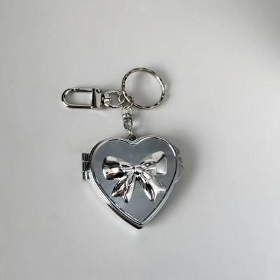 Koreanischer Vintage Y2K Silber Herz Schleife Anhänger Schlüsselanhänger Charm
