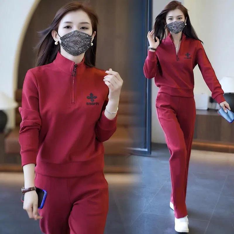 Casual Sportswear Suit for Women, Autumn and Winter Fashionable Large Size Loose Slimming Two-piece Set