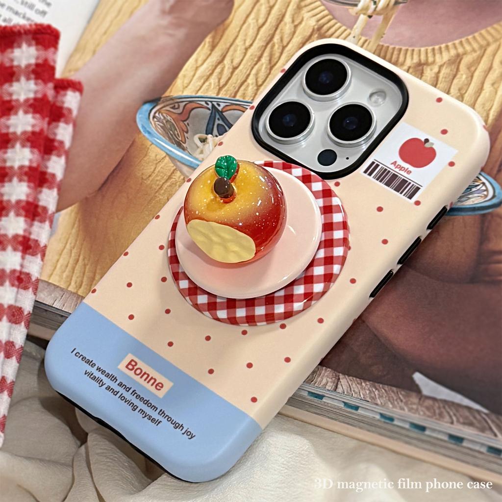 Three Dimensional Luminous Crystal Apple 16 Mobile Phone Case IPhone 15 Promax Suitable for 14 Magnetic Bracket