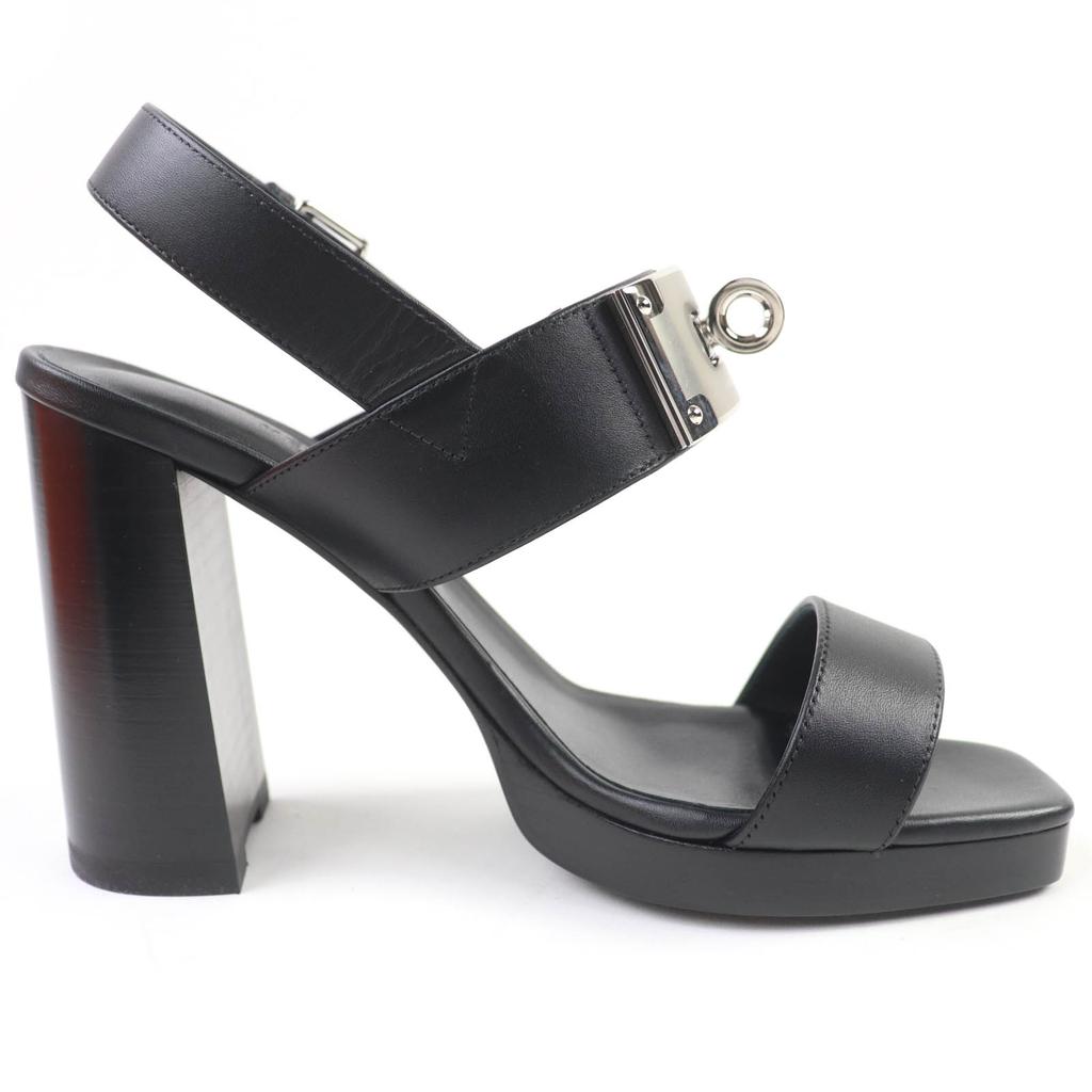 Hermes Sandalen Ilona Kelly Schnalle Leder schwarzes Leder Damen 36.5 Gebraucht