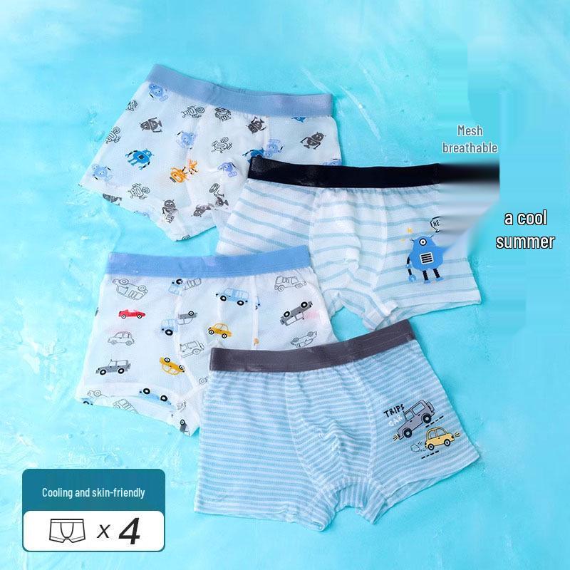 Boys' Summer Ice Silk Mesh Boxer Briefs