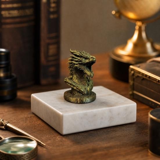 Dragon Head Figurine, 3D Printed Fantasy Dragon Head Statue, Mythical Animal Sculpture for Home Office Desk Decor, Gift for Collectors