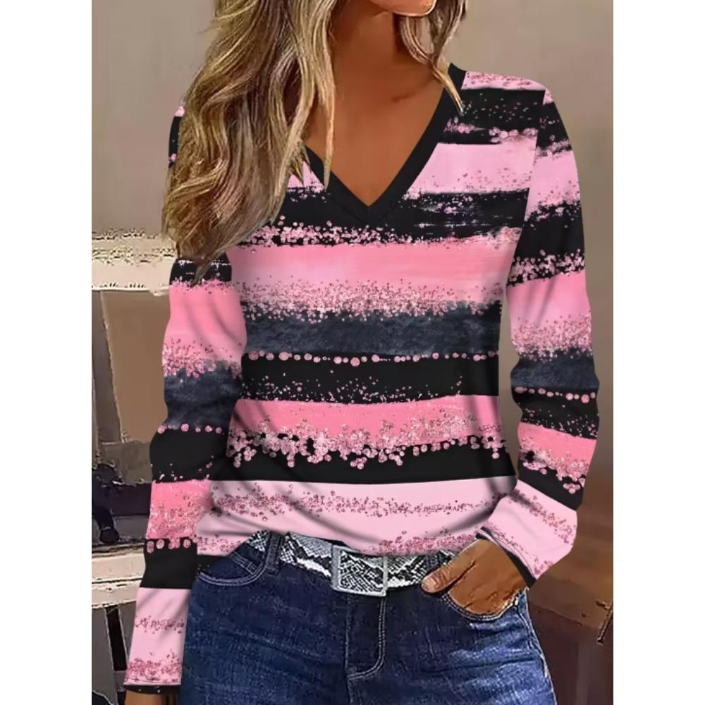 Women's Tunic Ombre Fashion Casual Long Sleeve Crew Neck Long Tops Daily Print Black Blue Dark Green Spring