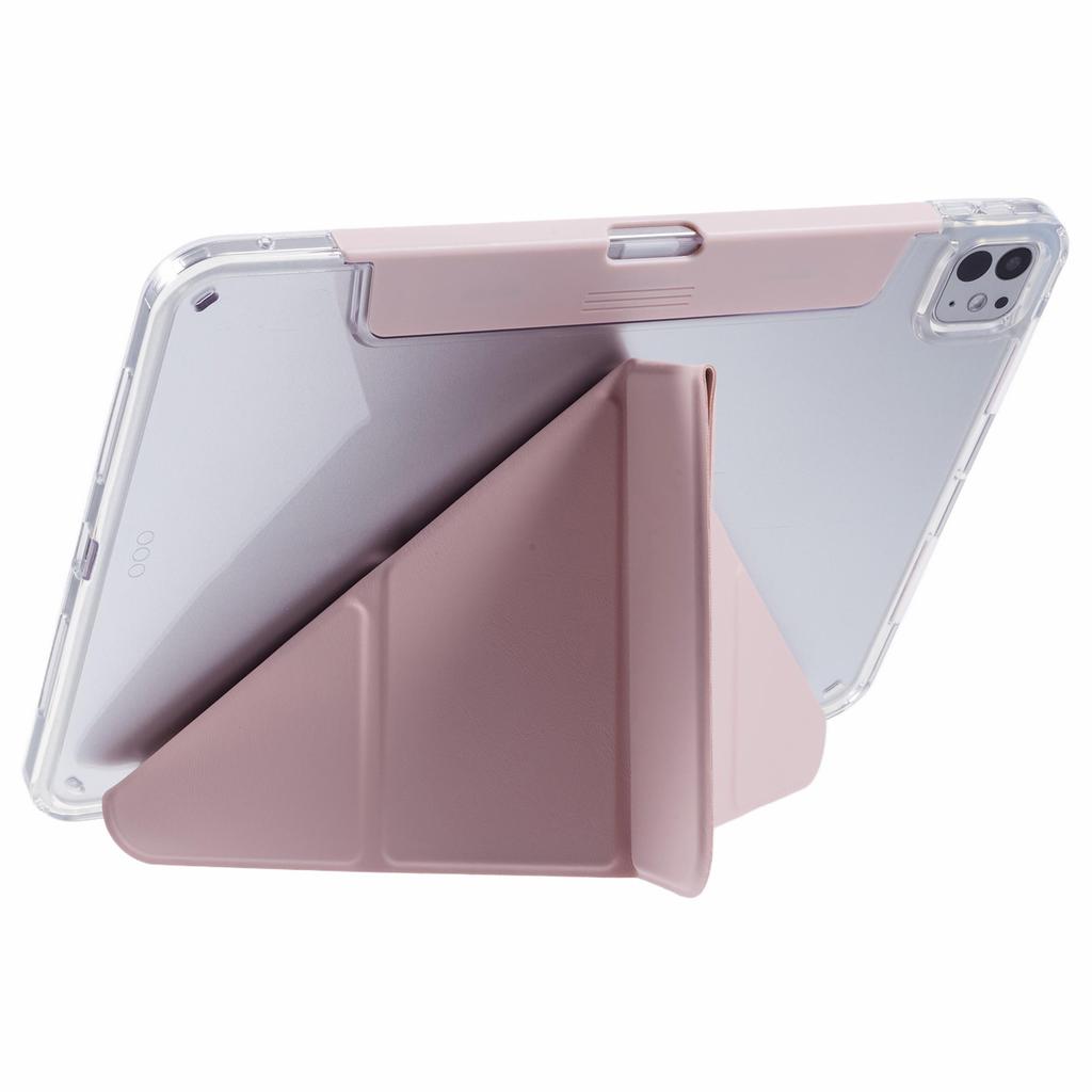 MUTURAL For iPad Pro 11 (2024) Case PU Leather Clear Back Tablet Cover with Pencil Holder Origami Standing