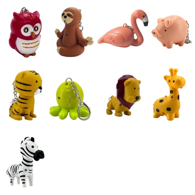 ABS Animal Shaped Flashlight Keychain Builts In Light for Dark Conditions Cartoon Animal Portable Accessory
