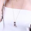 Women Fashion Hand Painted Enamel Teacup Pendant Necklace Long Chain Jewelry