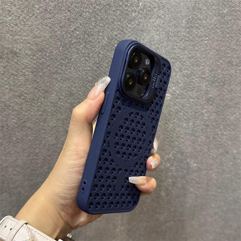 

iPhone 17 Pro Max Case: Heat Dissipation Mesh, Lens Stand, Magnetic, Drop-Proof Cover iPhone 16 синій