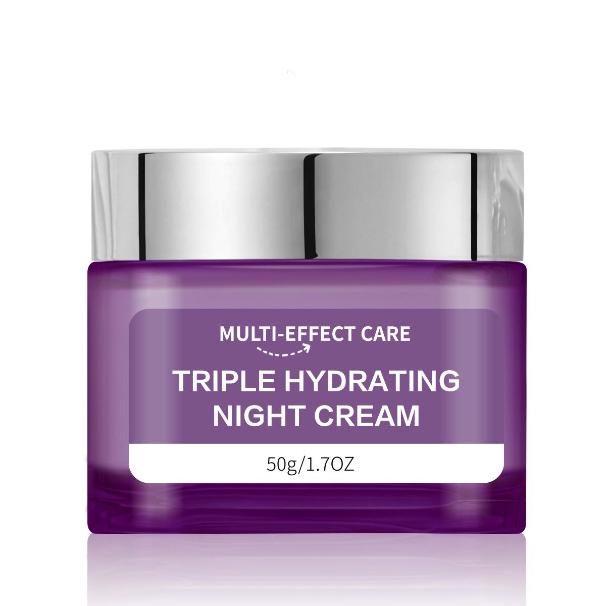 Triple Hydrating Night Cream 50G Deep Moisture and Skin Repair Essence Cream 24-Hour Long-Lasting Hydration Barrier Strengthening Treatment