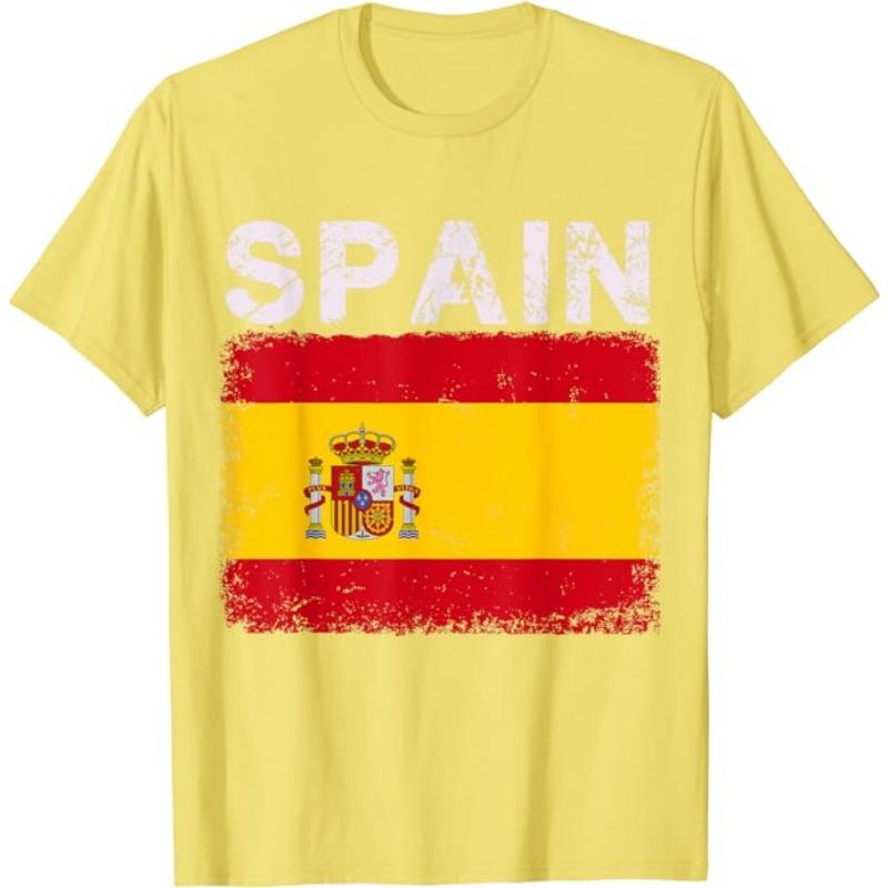 Spain Soccer Ball Spain Flag Jersey - Spanish Football Fan T-Shirt Spanish Flag Red España Graphic Tee Top Espana Support Outfit