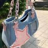 Moda coreana bolsa de ombro axila harajuku estrela bolsa jeans corrente bolsas femininas bolsas com zíper bolsas femininas 2023 bolsa quadrada de luxo