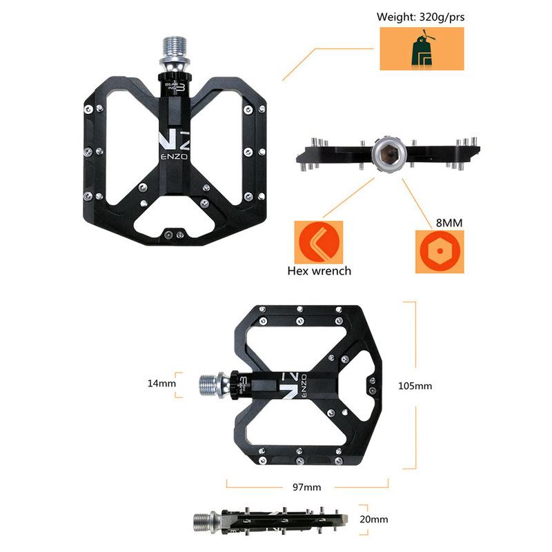 Nuevos Pedales de Bicicleta de Montaña Pedal MTB Aluminio Bicicleta Plataforma Ancha Pedales Planos 9/16" Rodamiento Sellado Pedales de Bicicleta