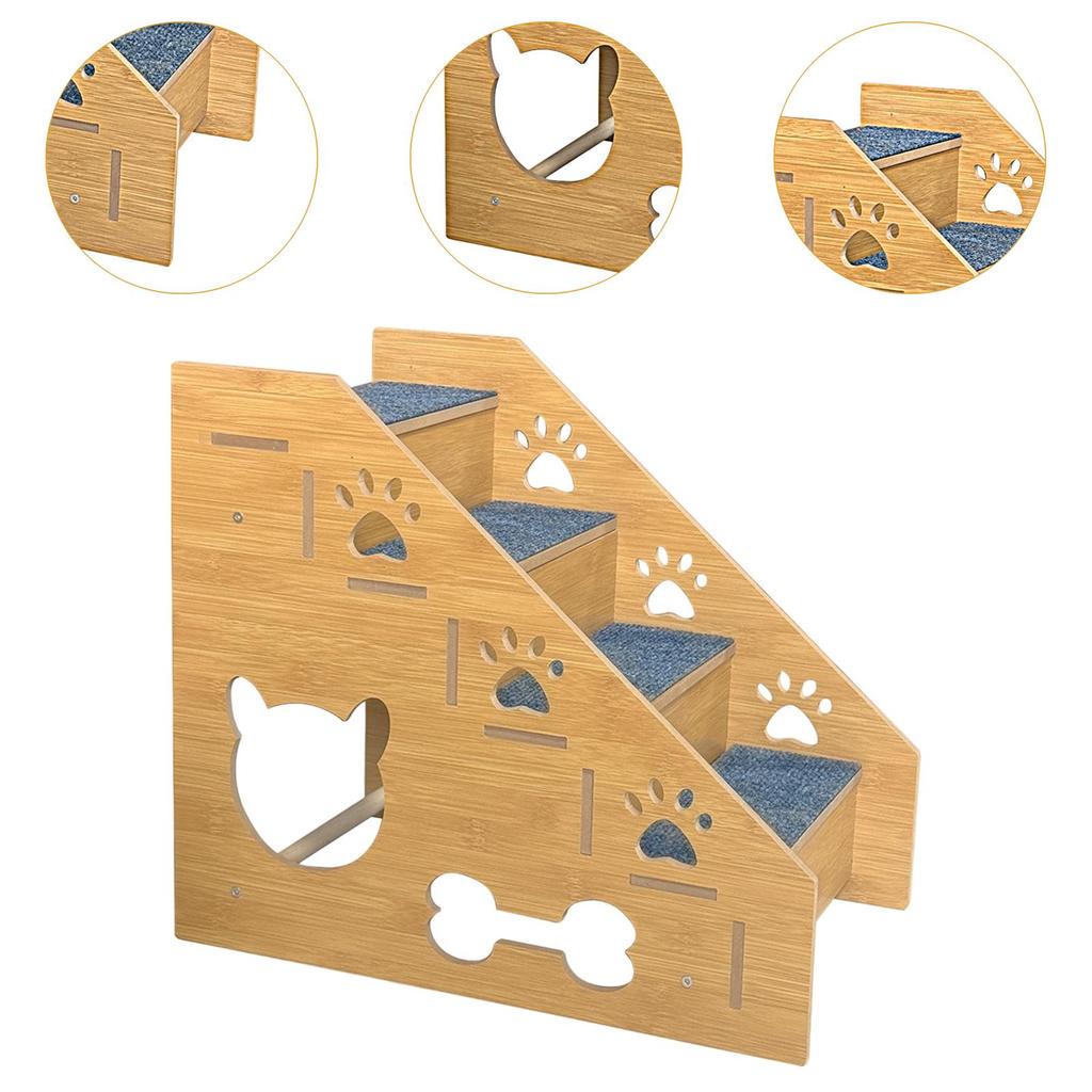 Wooden Cat Stairs Ladder Pet Climbing Ladder Pet Dog Bed Stairs Step-Style Pet Ramp Climbing Ladder Toy For Pet Supplies Cat