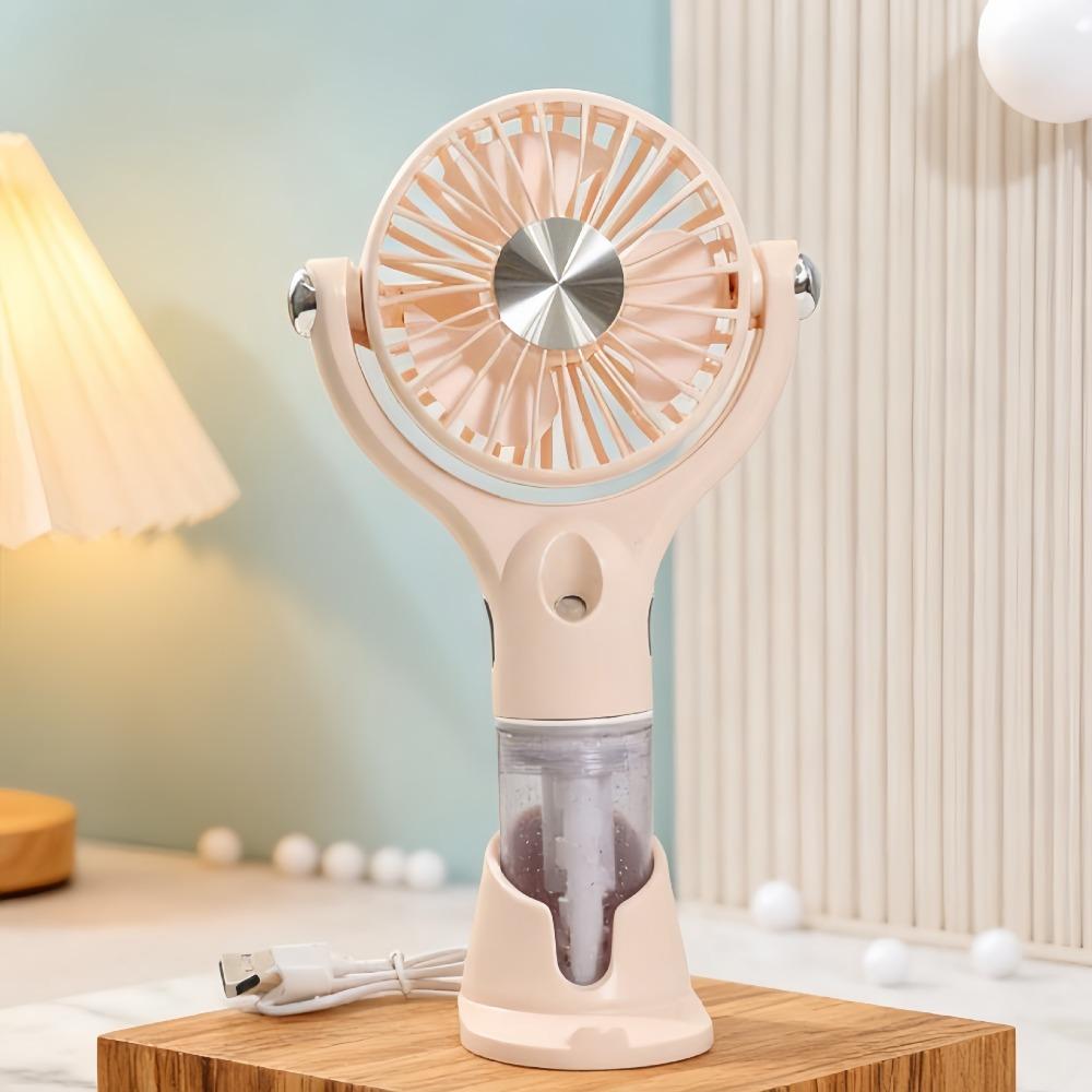 Mini Portable Handheld Fan Cooling Hydrating Spray Electric Hand Fan USB Rechargeable Bracket Base Pocket Fan Outdoor Travel