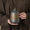 Creative Gilded Ceramic Tea Jar Household Sealed Moisture-proof Storage Jar Candy Food Container Desktop Ornament Art Decoration